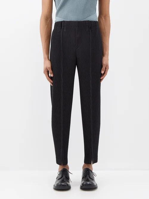Technical-pleated Trousers - Mens - Black