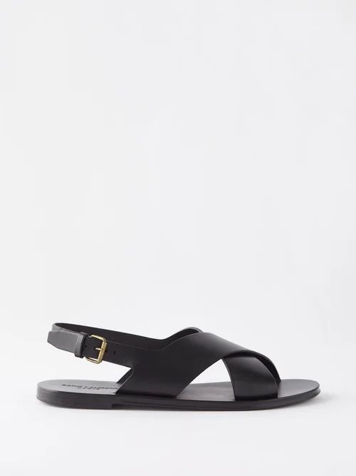Mojave Crossover-straps Leather Sandals - Mens - Black
