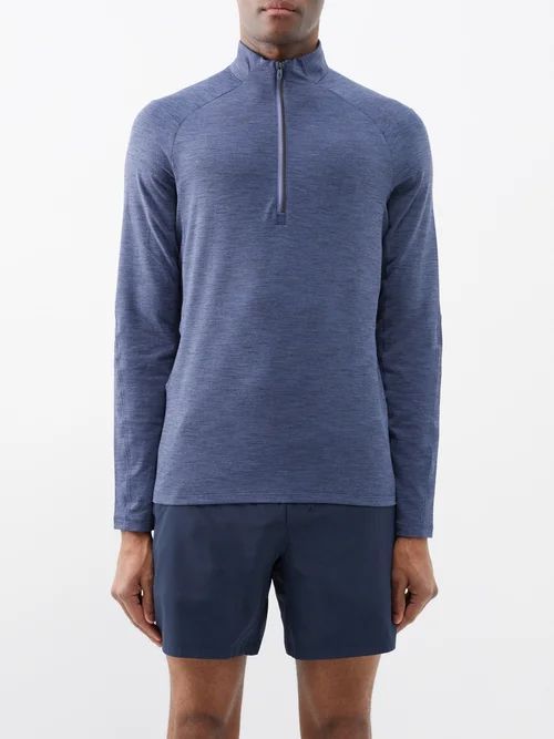 Surge Warm Half-zip Recycled-fibre Sweatshirt - Mens - Purple Blue