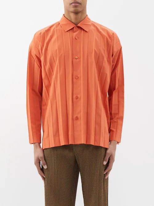 Technical-pleated Shirt - Mens - Orange