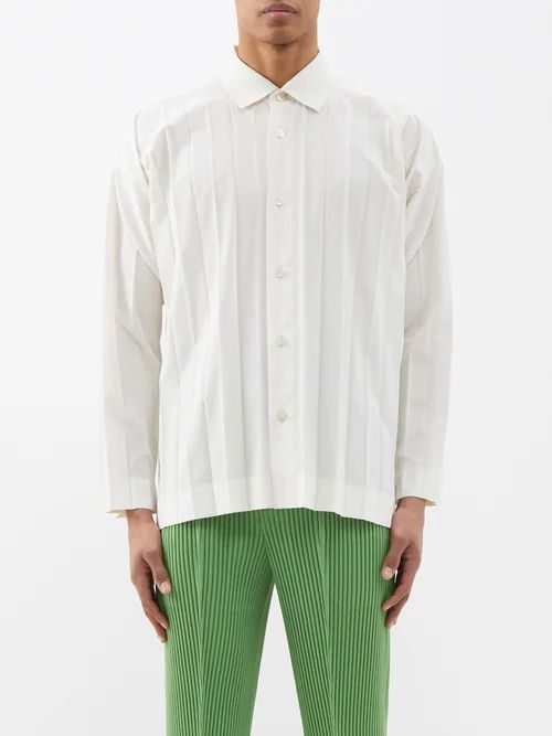Technical-pleated Shirt - Mens - Ivory