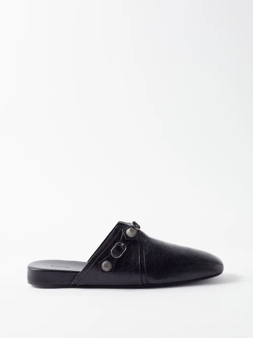 Cosy Cagole Backless Leather Loafers - Mens - Black