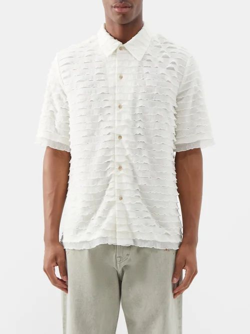 Noam Ruffle-overlay Shirt - Mens - White