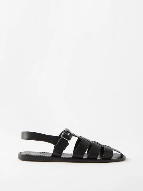 Quincy Woven-leather Sandals - Mens - Black