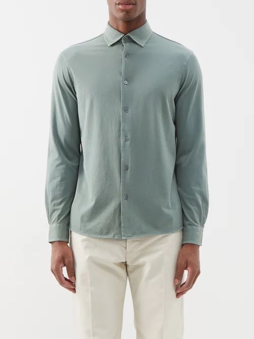 Washed-cotton Shirt - Mens - Khaki