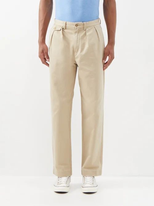 Whitman Pleated Cotton-twill Chinos - Mens - Beige