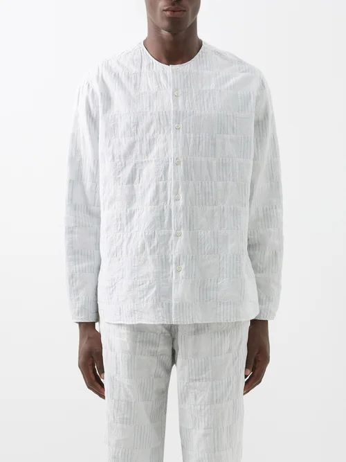 Checked Cotton Shirt - Mens - Blue Multi