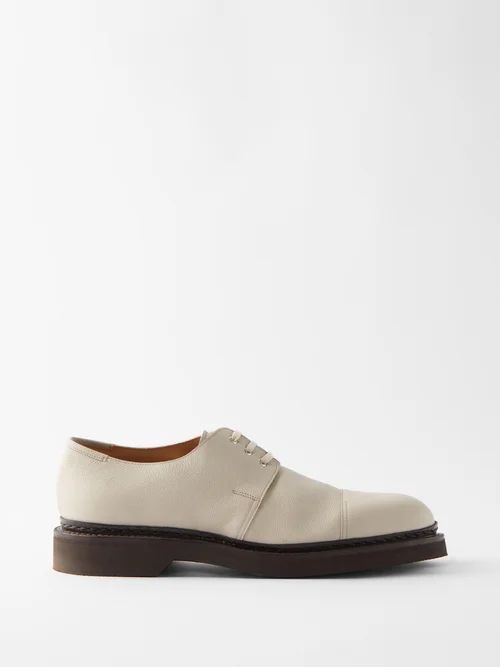 Dalston Grained-leather Derby Shoes - Mens - Grey