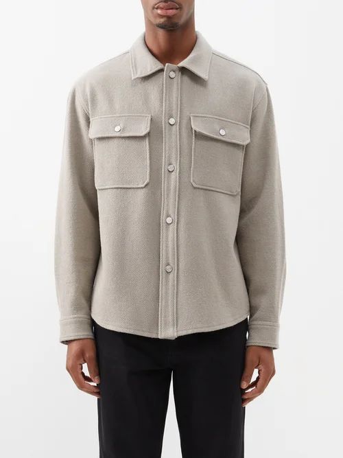 Flap-pocket Cotton-blend Overshirt - Mens - Grey