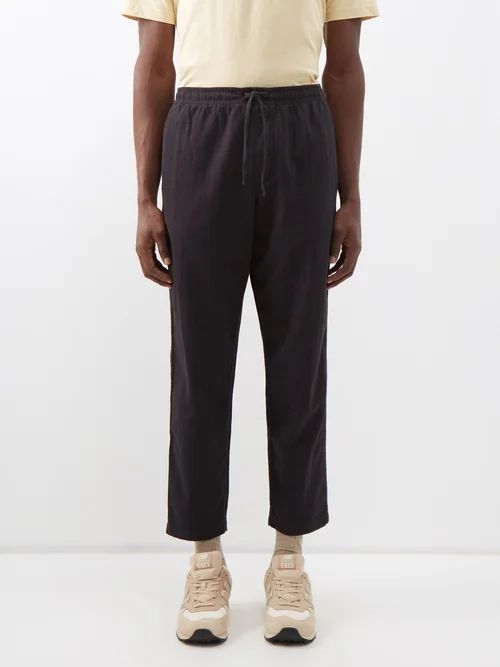 Alva Drawstring-waist Cotton Trousers - Mens - Black