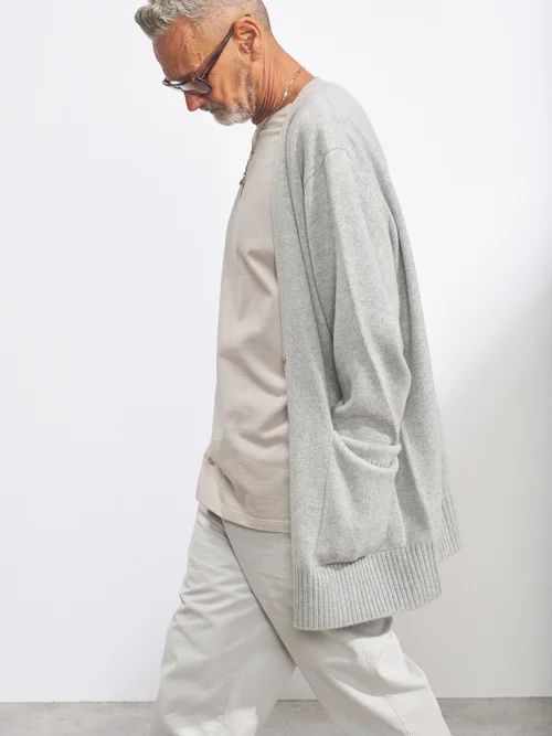 Responsible Cashmere-blend Grandad Cardigan - Mens - Light Grey