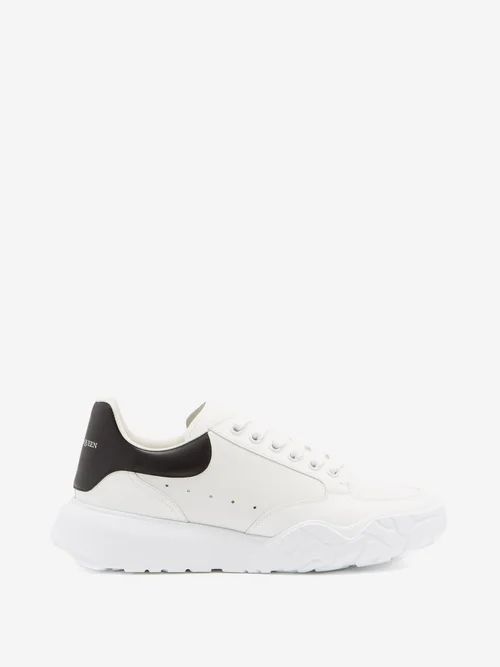 Court Raised-sole Leather Trainers - Mens - White Black