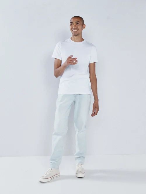 Single Organic-cotton Slim-leg Jeans - Mens - Light Blue