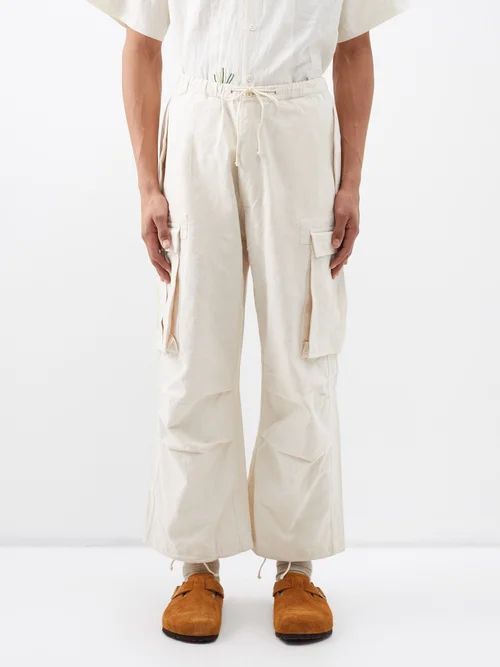Peace Organic-cotton Canvas Trousers - Mens - Ecru
