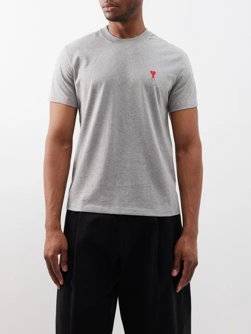 Ami De Caur-logo Cotton-jersey T-shirt - Mens - Grey