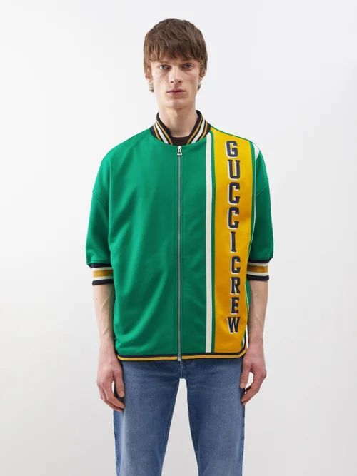 Logo-embroidered Cotton-jersey Track Jacket - Mens - Green Yellow