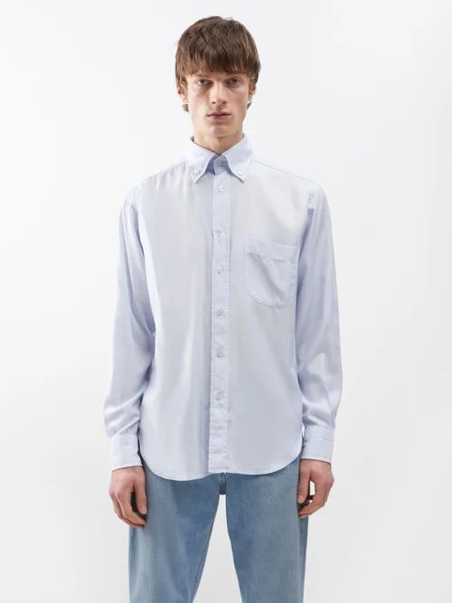 Patch-pocket Shirt - Mens - Light Blue