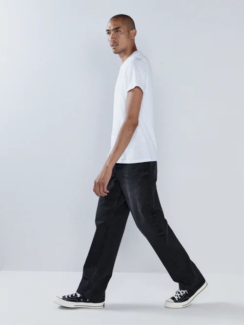 Open Organic-cotton Low-rise Jeans - Mens - Black