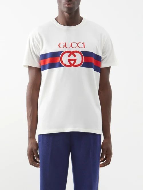Logo-print Cotton-jersey T-shirt - Mens - White Multi
