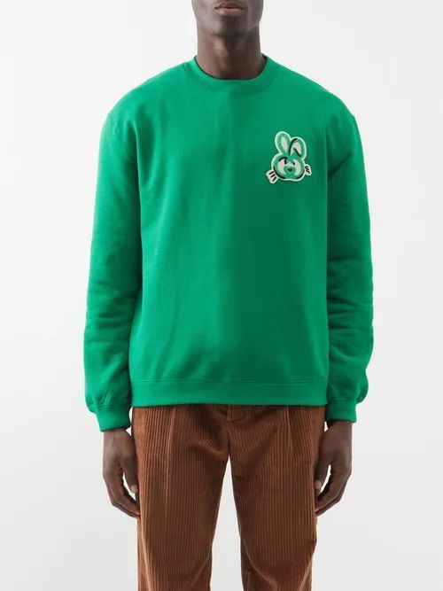 Logo-embroidered Cotton-jersey Sweatshirt - Mens - Green