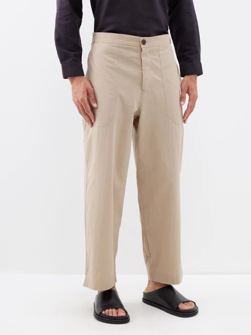 El Pepe Straight-leg Recycled-cotton Trousers - Mens - Beige