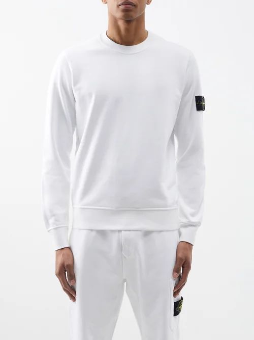 Logo-patch Cotton-jersey Sweatshirt - Mens - White