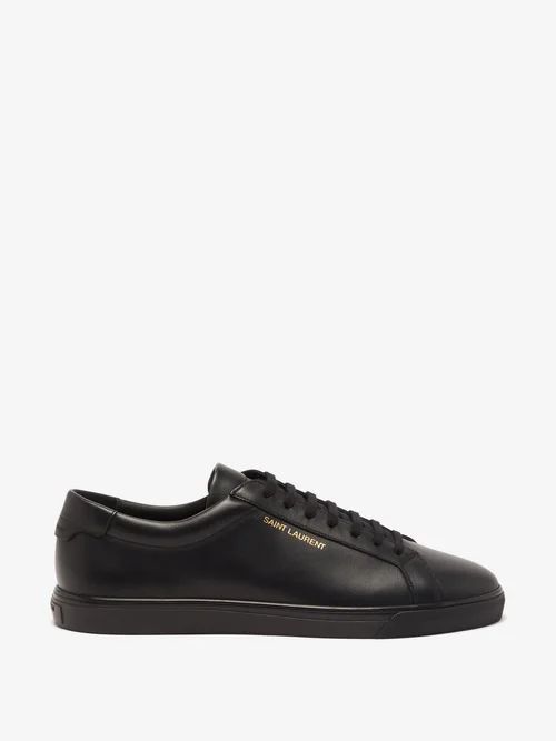 Andy Foiled-logo Leather Trainers - Mens - Black