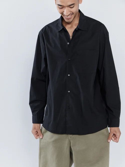 Oversized Cotton Shirt - Mens - Black