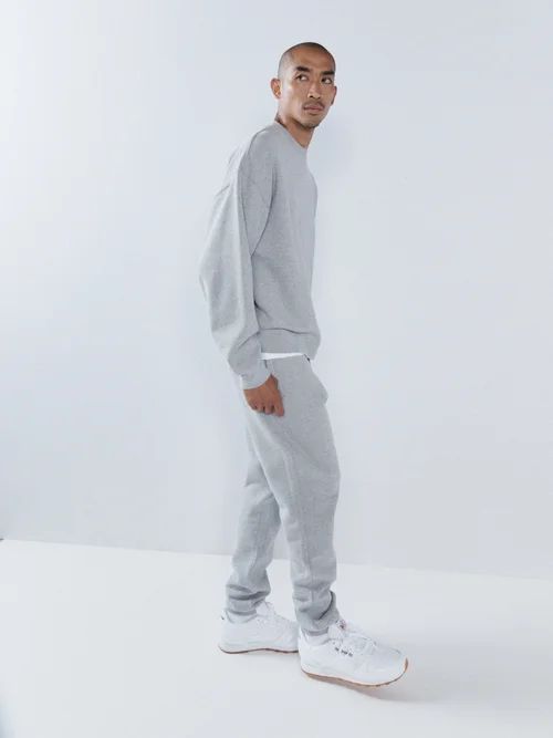 Recycled-yarn Cotton-blend Slim-fit Trackpants - Mens - Grey
