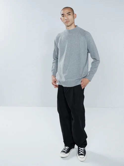Loose-fit Funnel-neck Cashmere Sweater - Mens - Grey