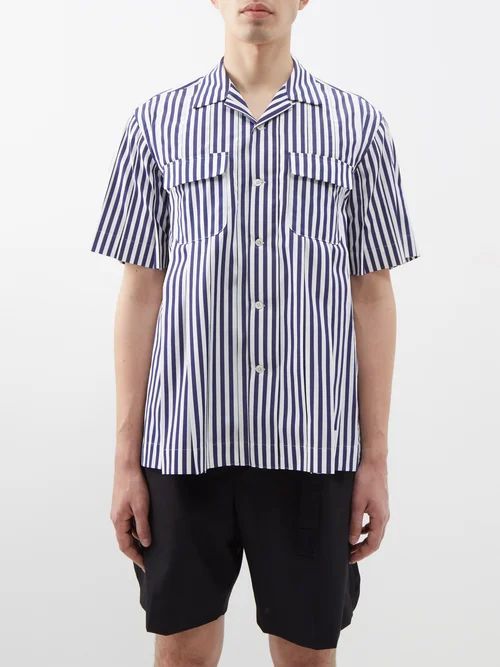 X Thomas Mason Striped Cotton-poplin Shirt - Mens - Navy Stripe