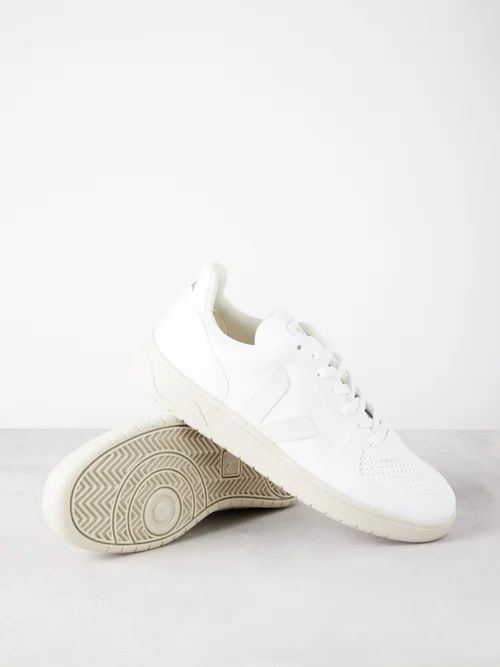V-10 Suede And Mesh Trainers - Mens - White