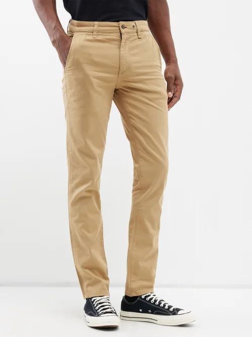 Fit 2 Logo-embroidered Cotton-blend Chino Trousers - Mens - Beige