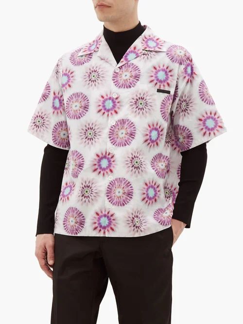 Tie Dye-print Cotton Shirt - Mens - Pink