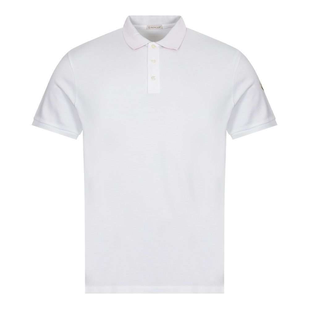 Under Collar Stripe Polo Shirt - White