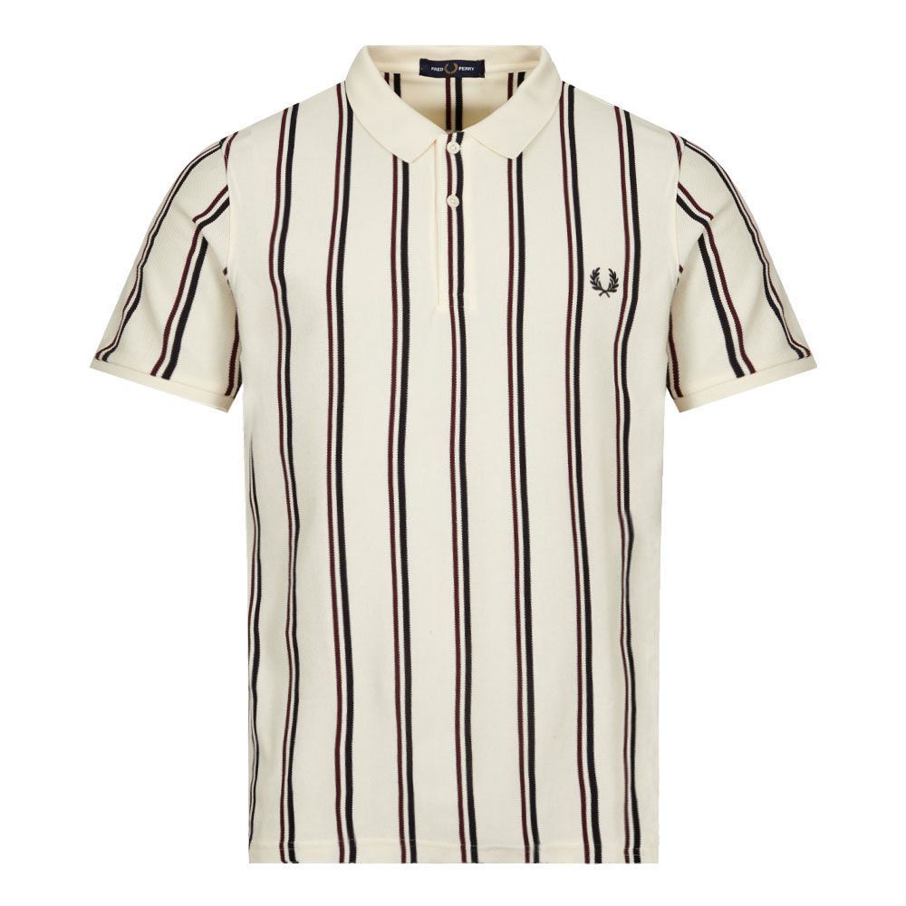 Vertical Stripe Polo Shirt - Ecru