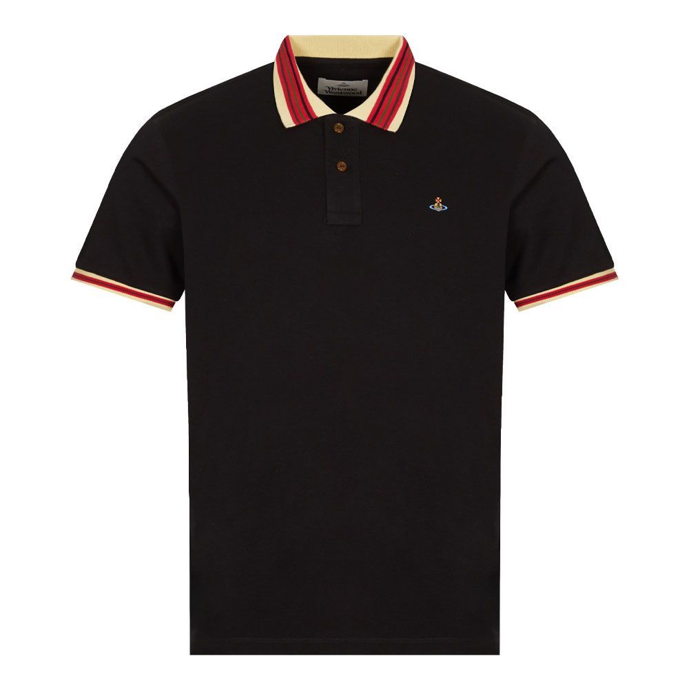 Classic Stripe Collar Polo Shirt - Black