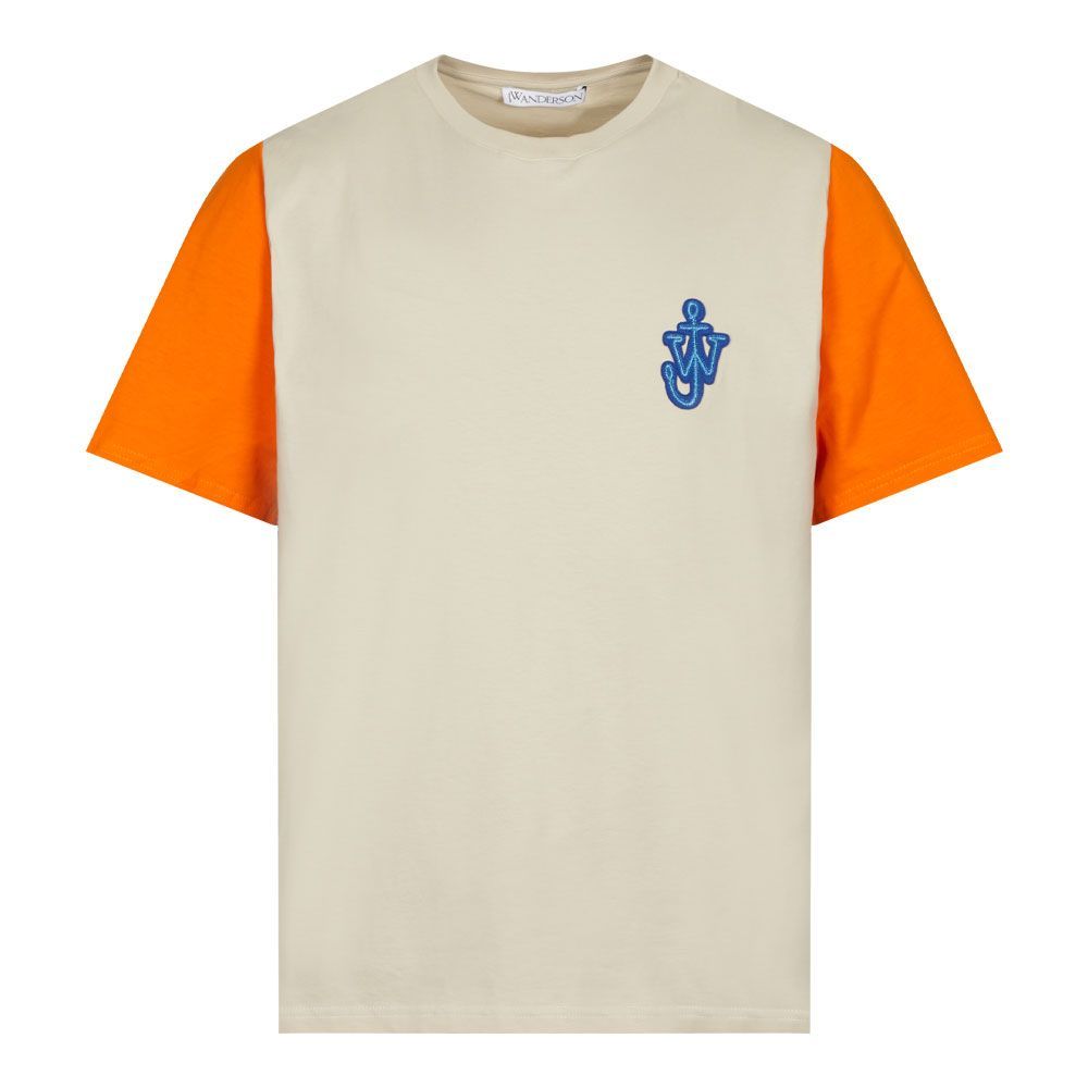 Contrast Sleeve T-Shirt - Cement / Orange