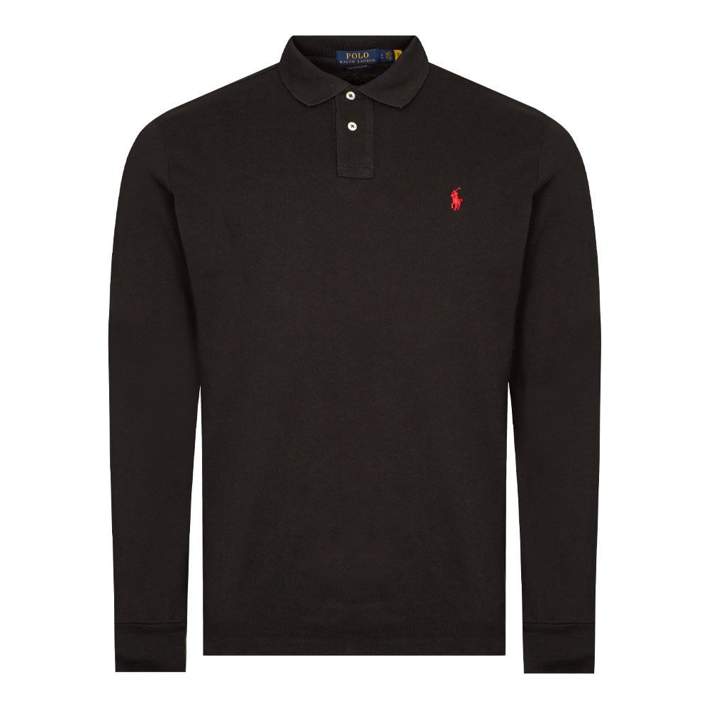 Custom Slim Fit Long Sleeved Polo Shirt - Black