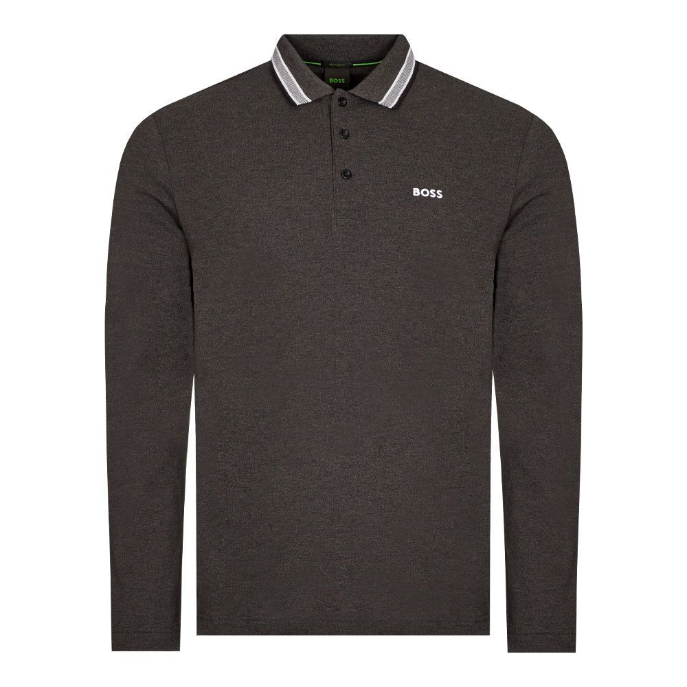Long Sleeve Plisy Polo Shirt - Charcoal