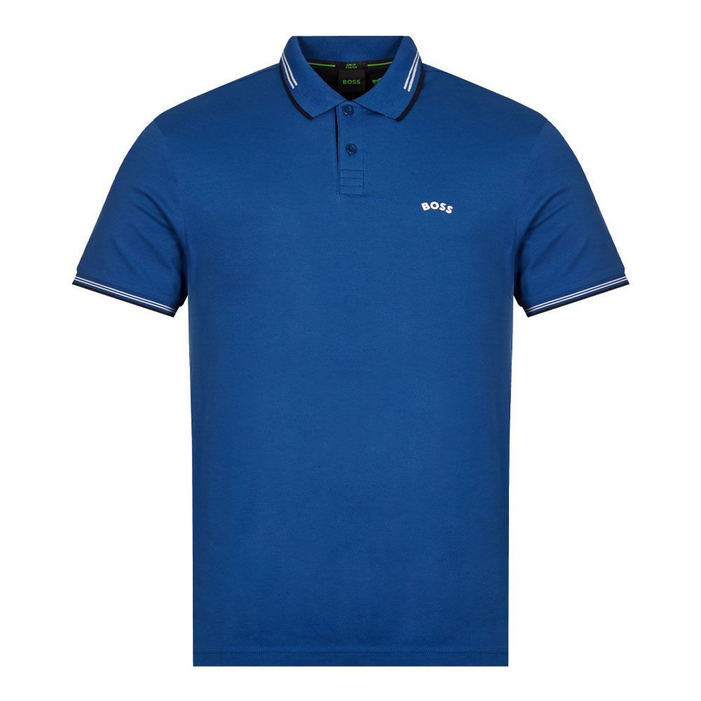 Paul Curved Polo Shirt - Bright Blue