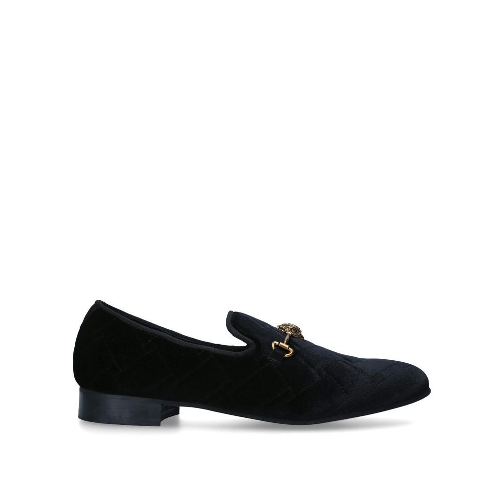Kurt Geiger Men's Loafers Flat Black Velvet Ace Quilted