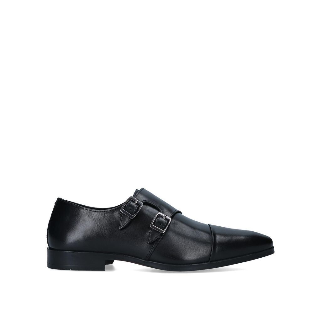 Men's Formal Shoe Black Leather Monk Collins