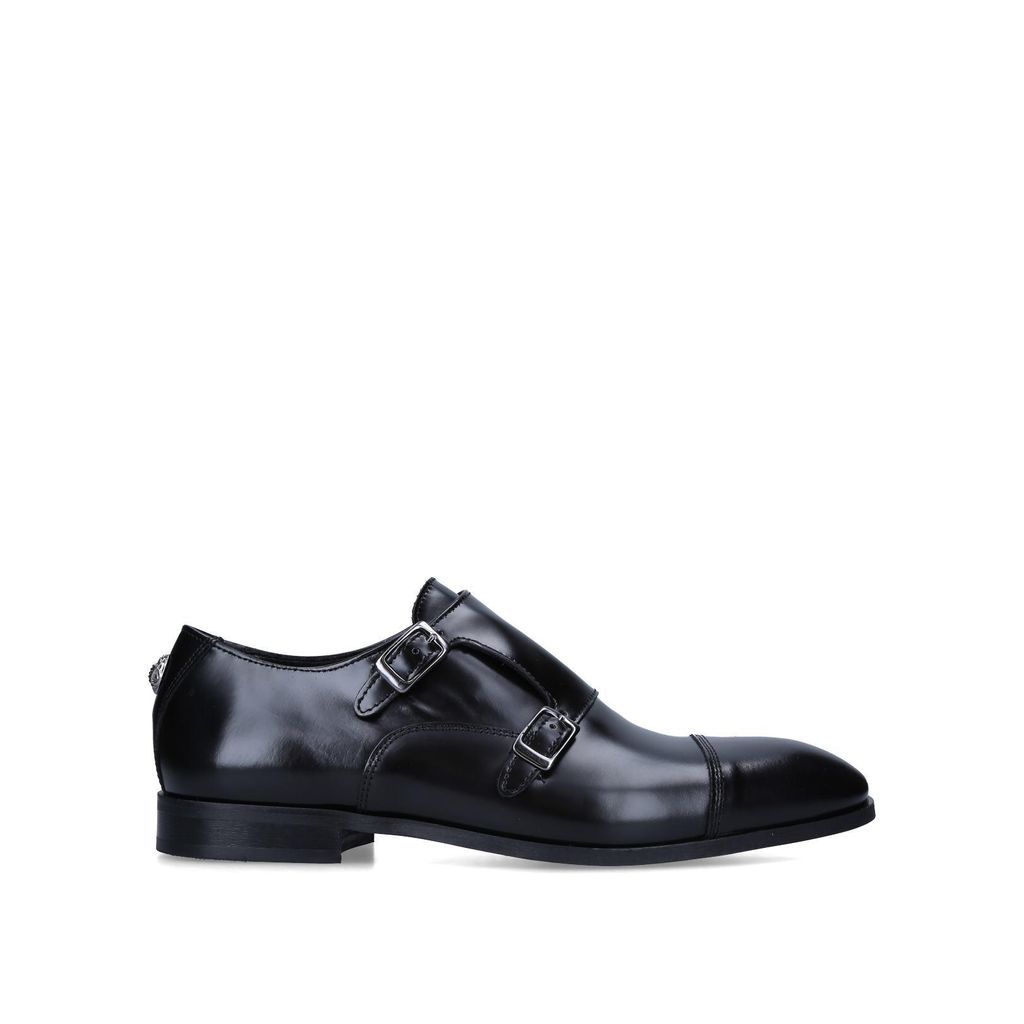 Men's Monk Formal Shoes Black Leather Harris