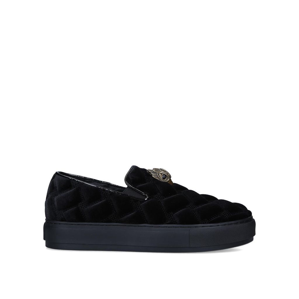 Men's Trainers Black Suede Quilted Laney Slip On