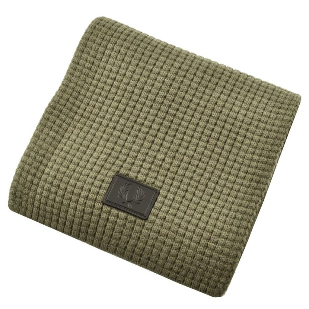 Fred Perry Waffle Knit Scarf Green