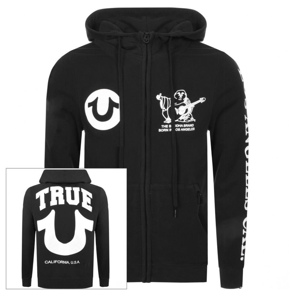 True Religion Logo Full Zip Hoodie Black