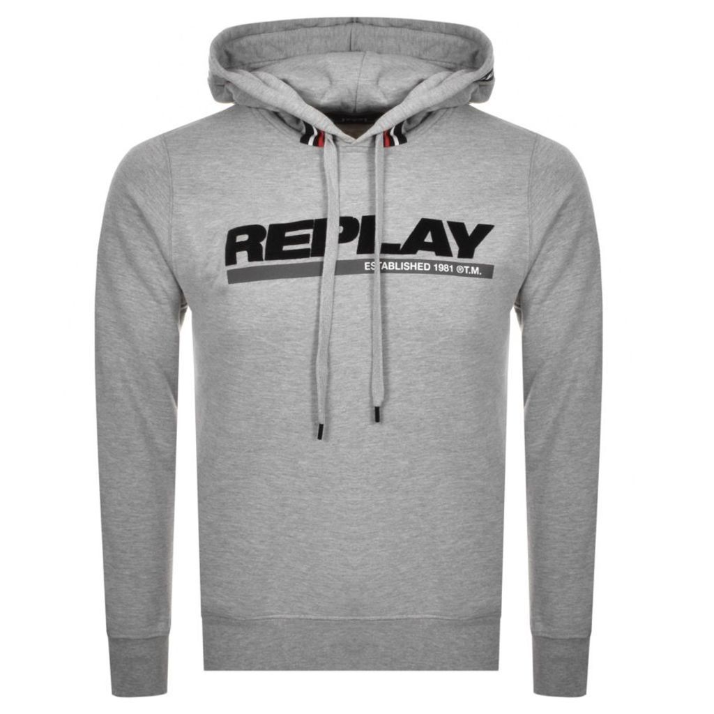 Replay Logo Pullover Hoodie Grey