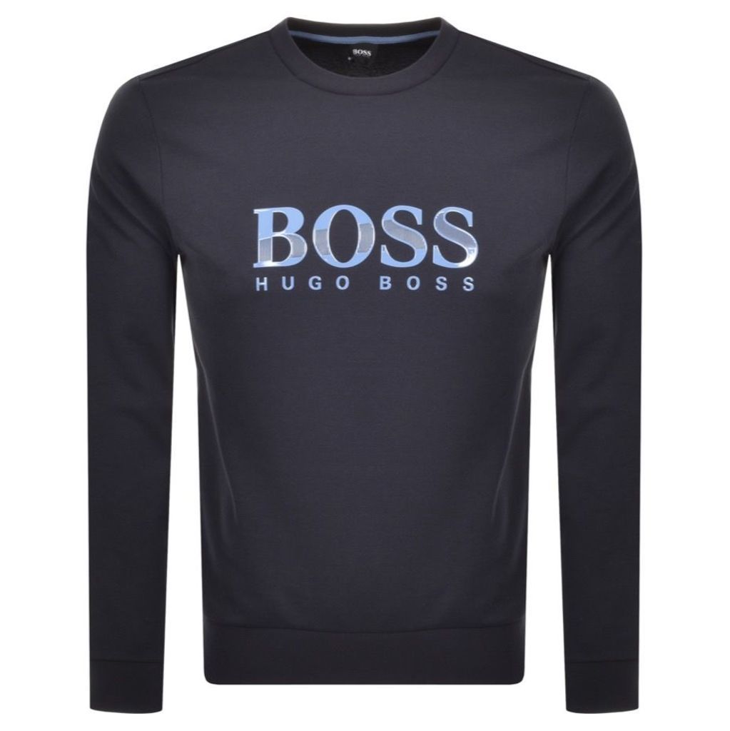 BOSS HUGO BOSS Crew Neck Logo Sweatshirt Navy