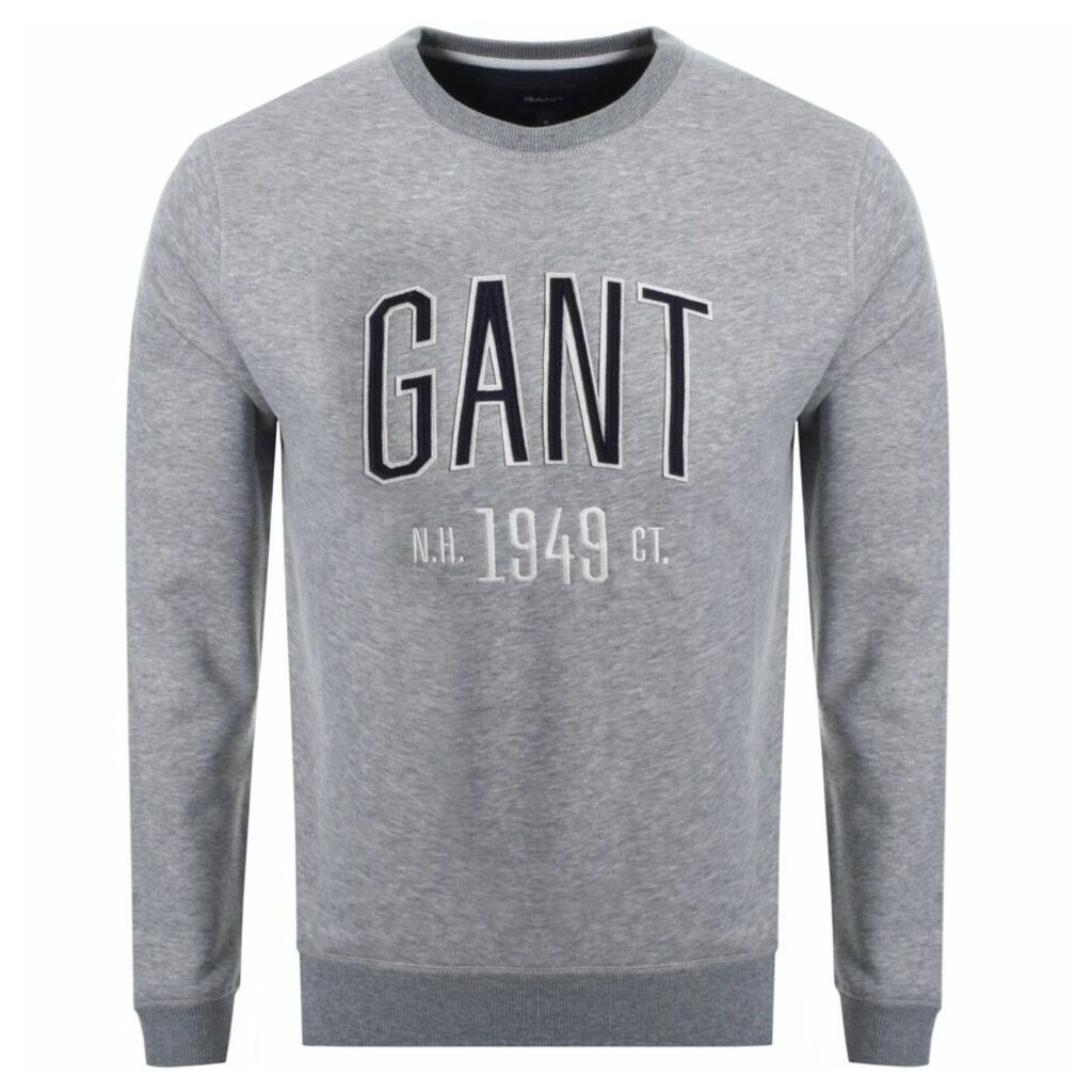 Gant Graphic Crew Neck Logo Sweatshirt Grey